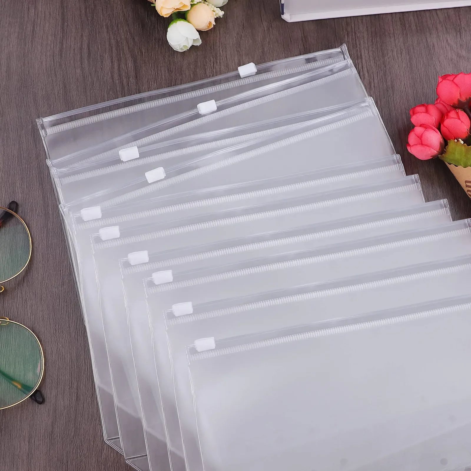 10 STKS A6 Binder Zakken 6 Gaten Cash Enveloppen voor Budgettering, Duidelijke Rits Mappen voor 6-Ringband, Waterdichte PVC Organizer
