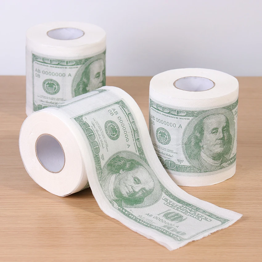 1 Rolle Heimbedarf, Holzzellstoff, einhundert Dollar, bedrucktes Rollpapier, lustiges Toilettenpapier, Humor, Toilettenpapier, Neuheitsgeschenk