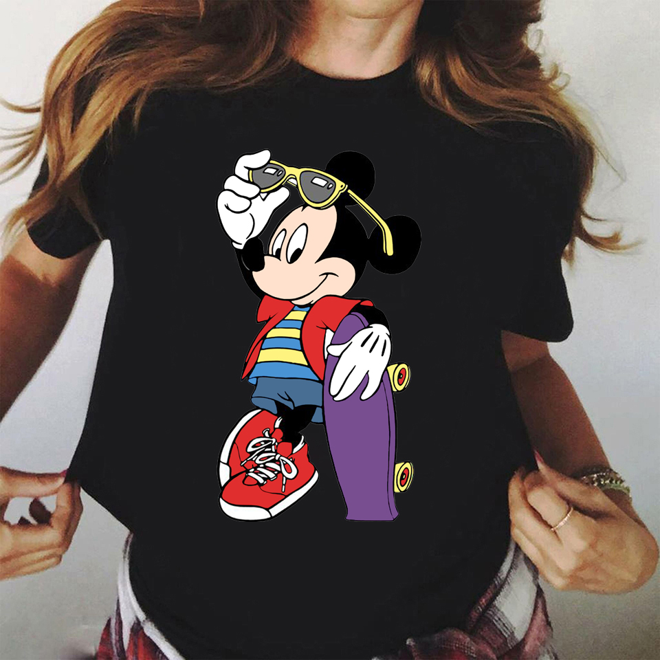 Kaos Micky Moust Wanita Disney Lucu Harajuku Ullzang Kaos Cetak Atasan Mode Blus Wanita 2022