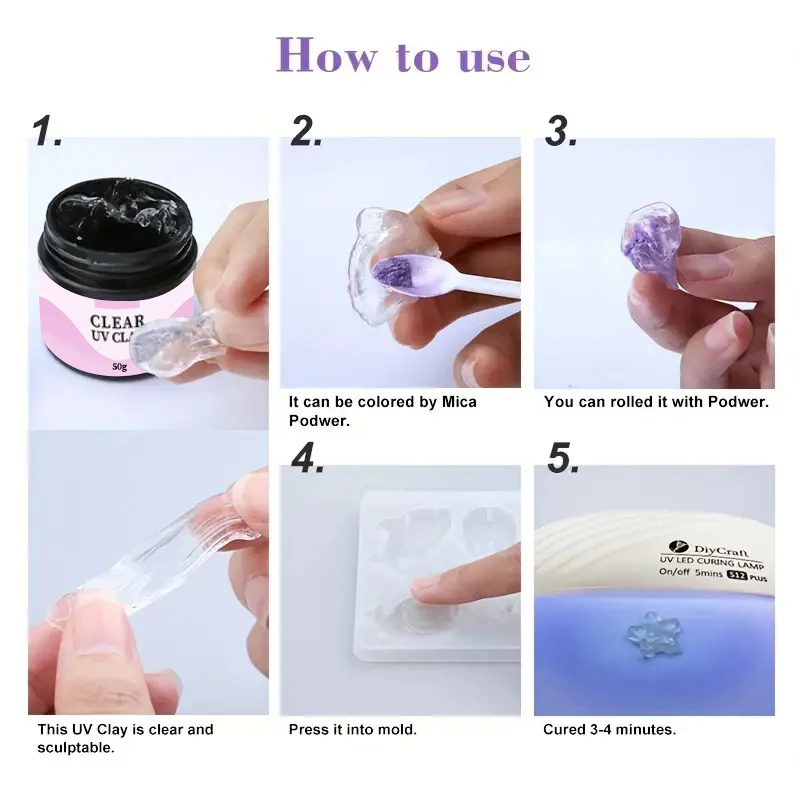 3D เรซิ่น UV Clay 100g ปลอดสารพิษสําหรับ DIY วัสดุ Sculpting Handcraft สําหรับแม่พิมพ์ซิลิโคนใส เหมาะสําหรับทุกวัย