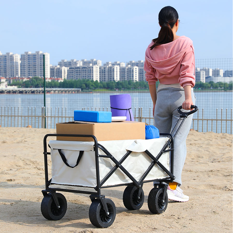 Chariot de plage utilitaire pliable, chariot pliable de grande capacité robuste, chariot d'extérieur, chariot de Camping de jardin Portable