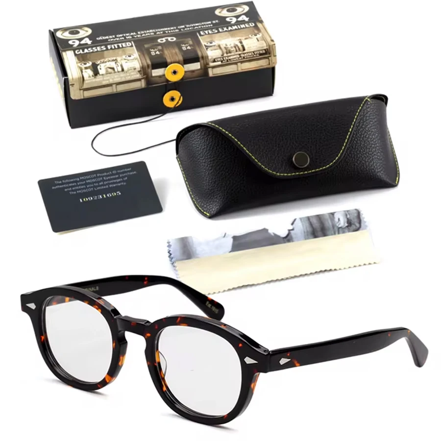 Montura de gafas estilo Johnny Depp para hombre, lentes transparentes de diseñador de marca, gafas redondas Vintage para hombre