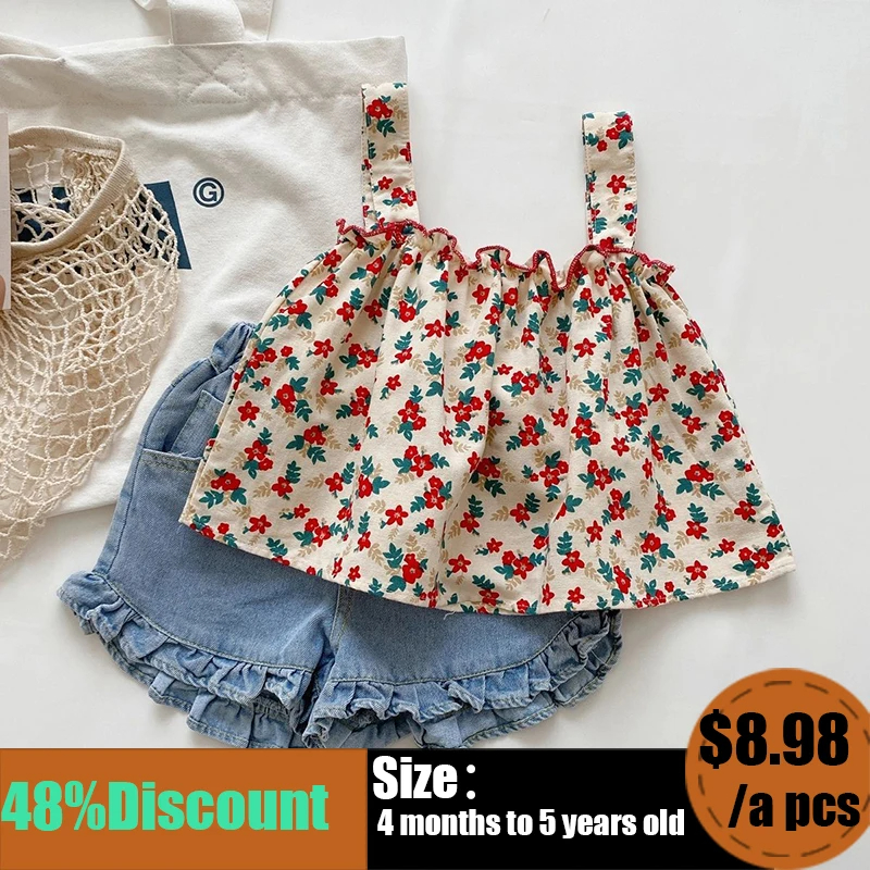 Mädchen Outfit Sets Sommer Kinder Casual Kleidung Für Mädchen Fragmentierte Hosenträger Rock + Shorts kinder Baby Mädchen Kleidung