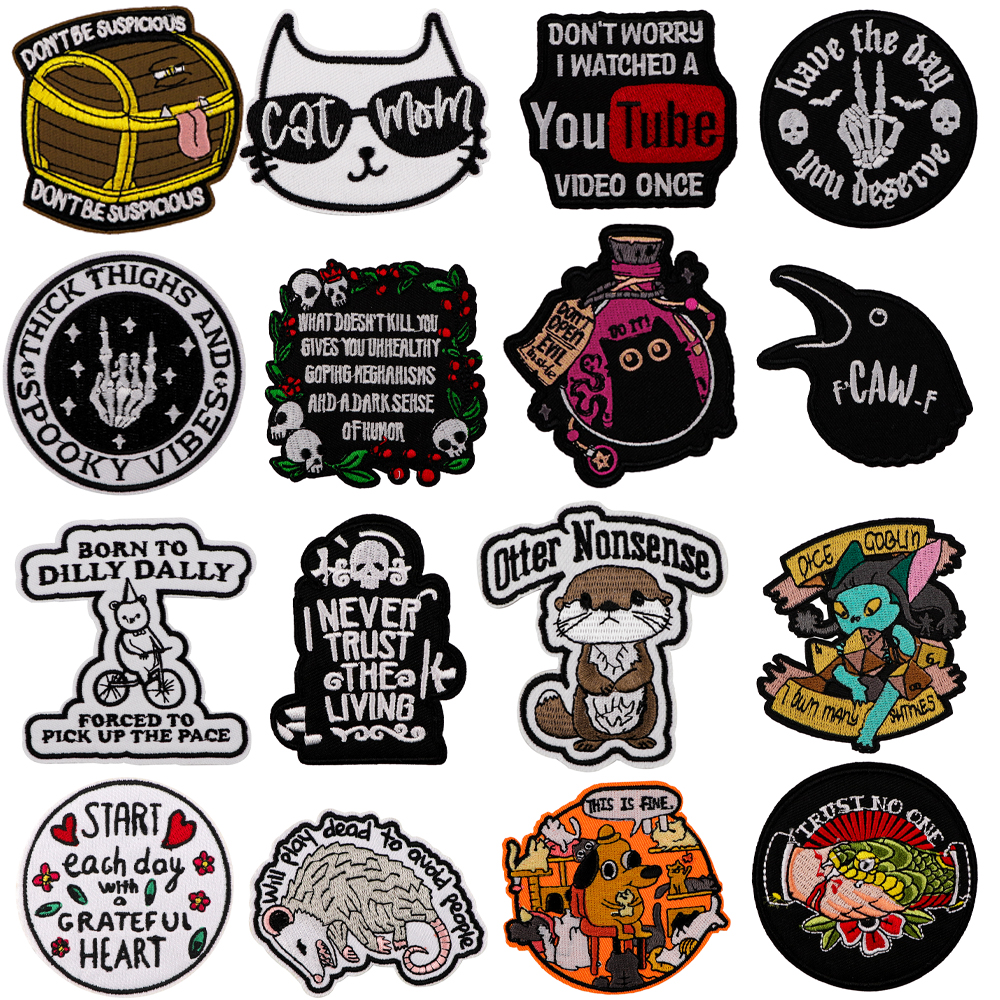Cartoon-Zitat, exquisites gesticktes Patch-Emblem, zum Aufbügeln auf Stoff, Applikationen, Thermokleber für Jacke, T-Shirt, DIY