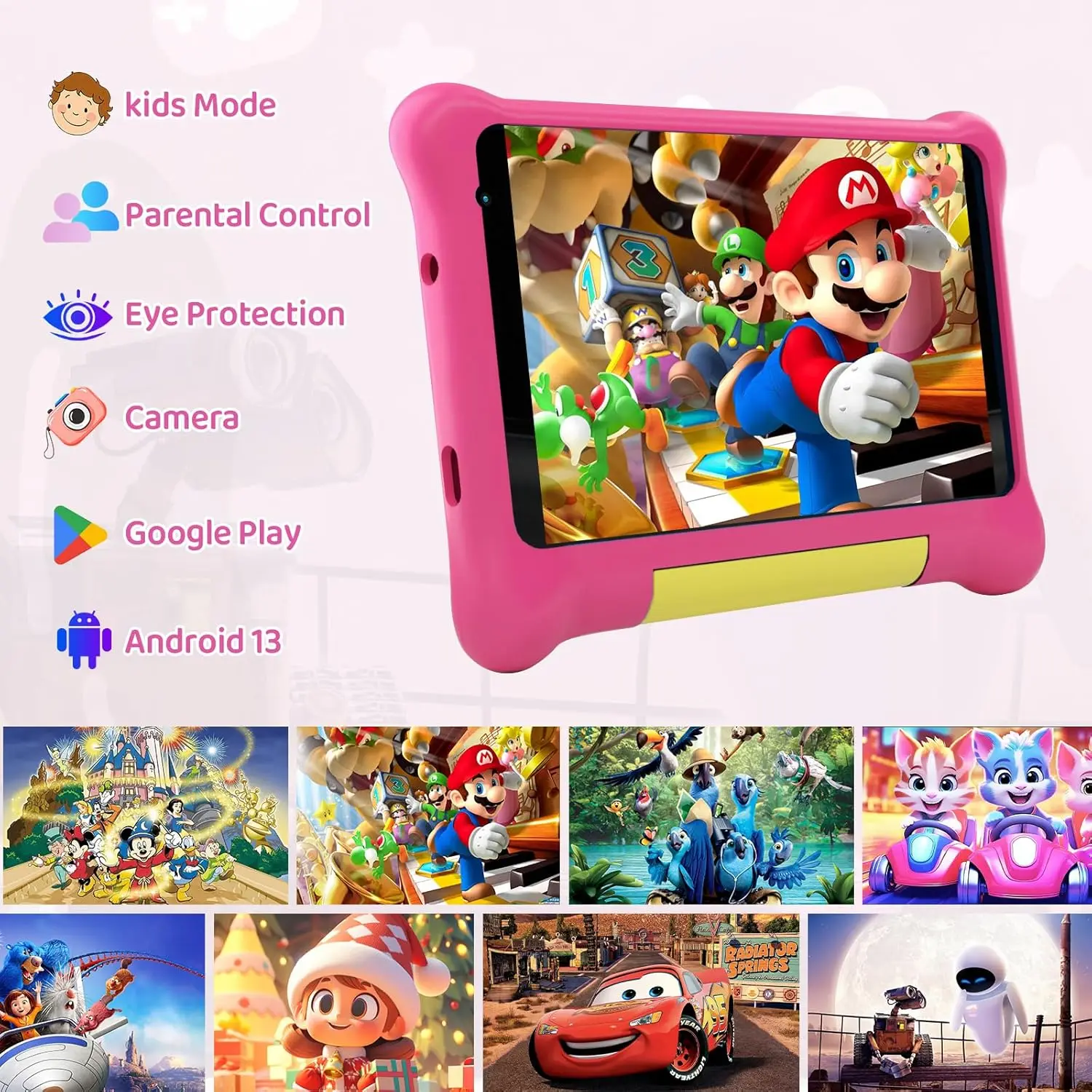Uero crianças tablet 7 Polegada android 13 comprimidos quad core 5gb ram 32gb rom 2500mah câmera dupla bluetooth wifi controle parental pc pad