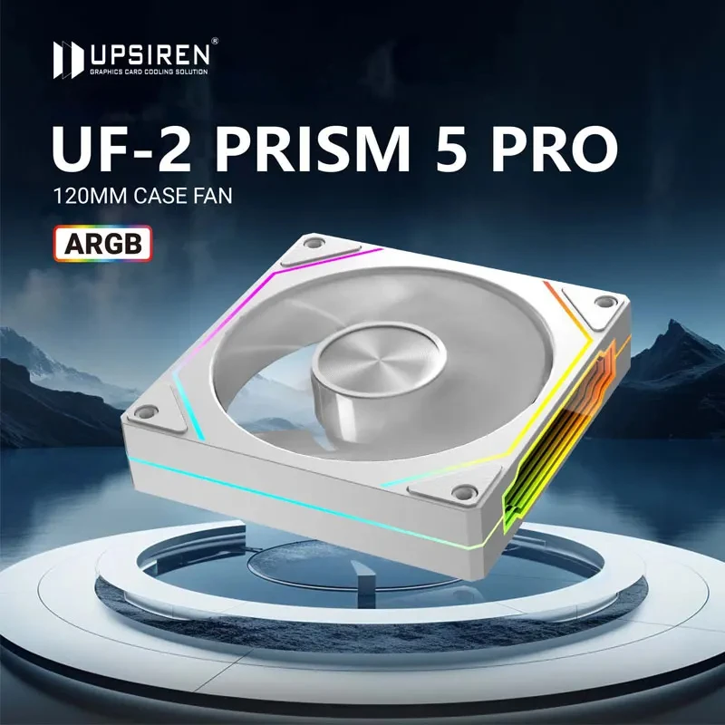 UPSIREN UF-2 PRISM 5 PRO Computer Chassis Fan 12cm ARGB 4 Pin PWM Quiet Cooling Fan 12V Large Air Volume 45.2CFM/800-1600RPM