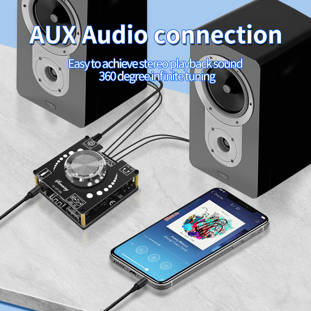 Amplificateur numérique stéréo Bluetooth YS-AP100L, caisson de basses 100W + 100W, entrée de carte son AUX USB, sortie haut-parleur actif 3.5mm