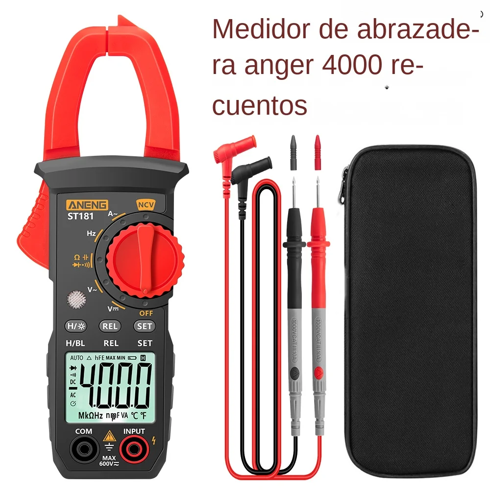 ANENG ST181 medidor de pinza Digital corriente CA 4000 recuentos multímetro amperímetro probador de voltaje amplificador de coche Hz capacitancia NCV prueba de ohmios