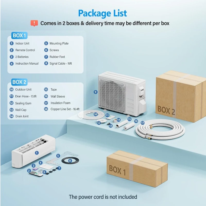 11000 BTU Wifi Enabled Mini Split Air Conditioner & Heater, 17 SEER2 230V Inverter Ductless Wall AC Unit
