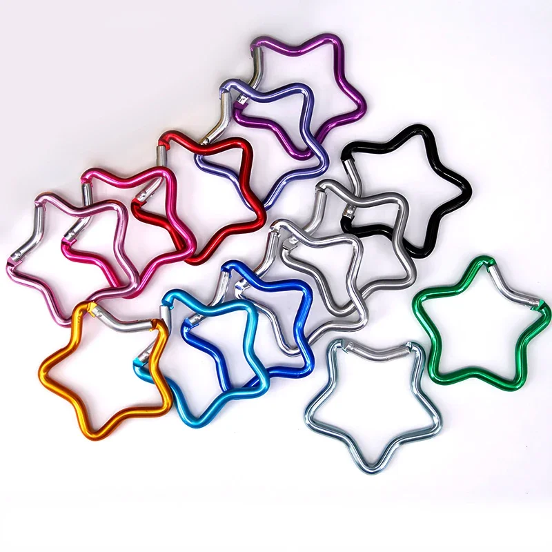 LLavero de hebilla de escalada de montaña de aleación de aluminio con forma de estrella Pentagonal, accesorios multifuncionales para hacer ganchos, 1 ud.