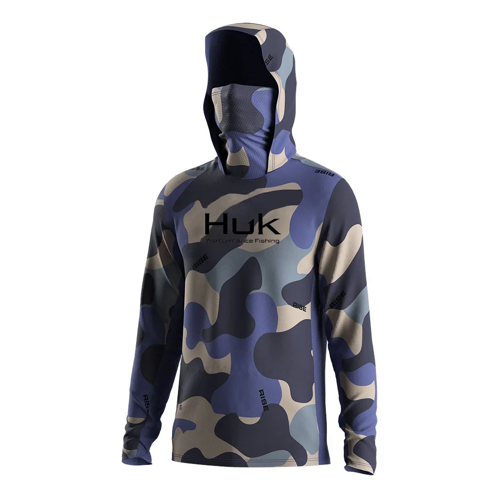 Camisa De Pesca Sudadera con capucha para pescar UV Sudadera con capucha ropa Camiseta De Pesca ropa de hombre top con capucha azul-verde