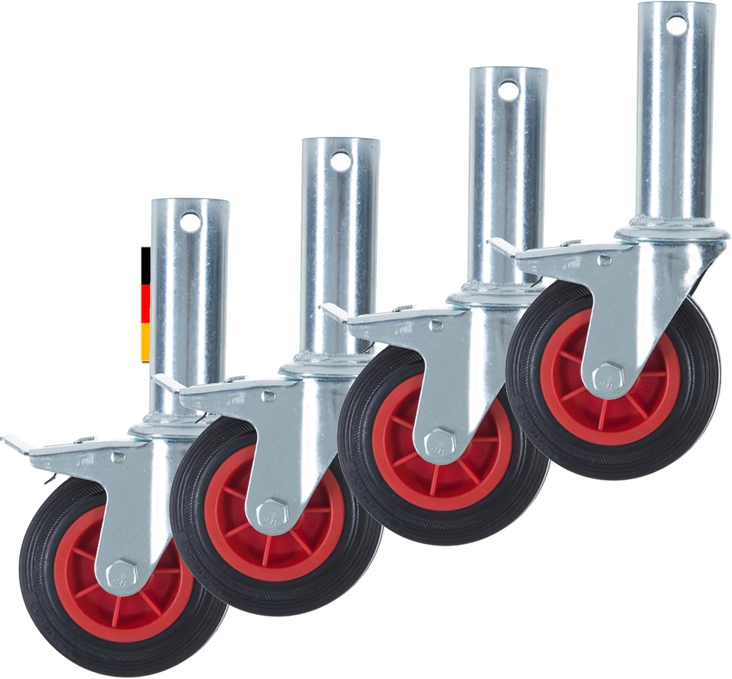 125 Mm Steigerrollers Set (4 Stuks) Met Plug-In Pennen, Compatibel Met Verschillende Fabrikanten (125 Mm Wielen).