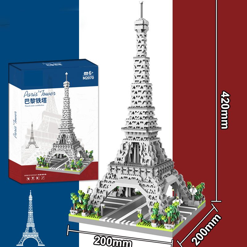 Paris Tower Street View Bloco de construção Mini diamante pequena partícula montagem bloco de construção decoração brinquedo