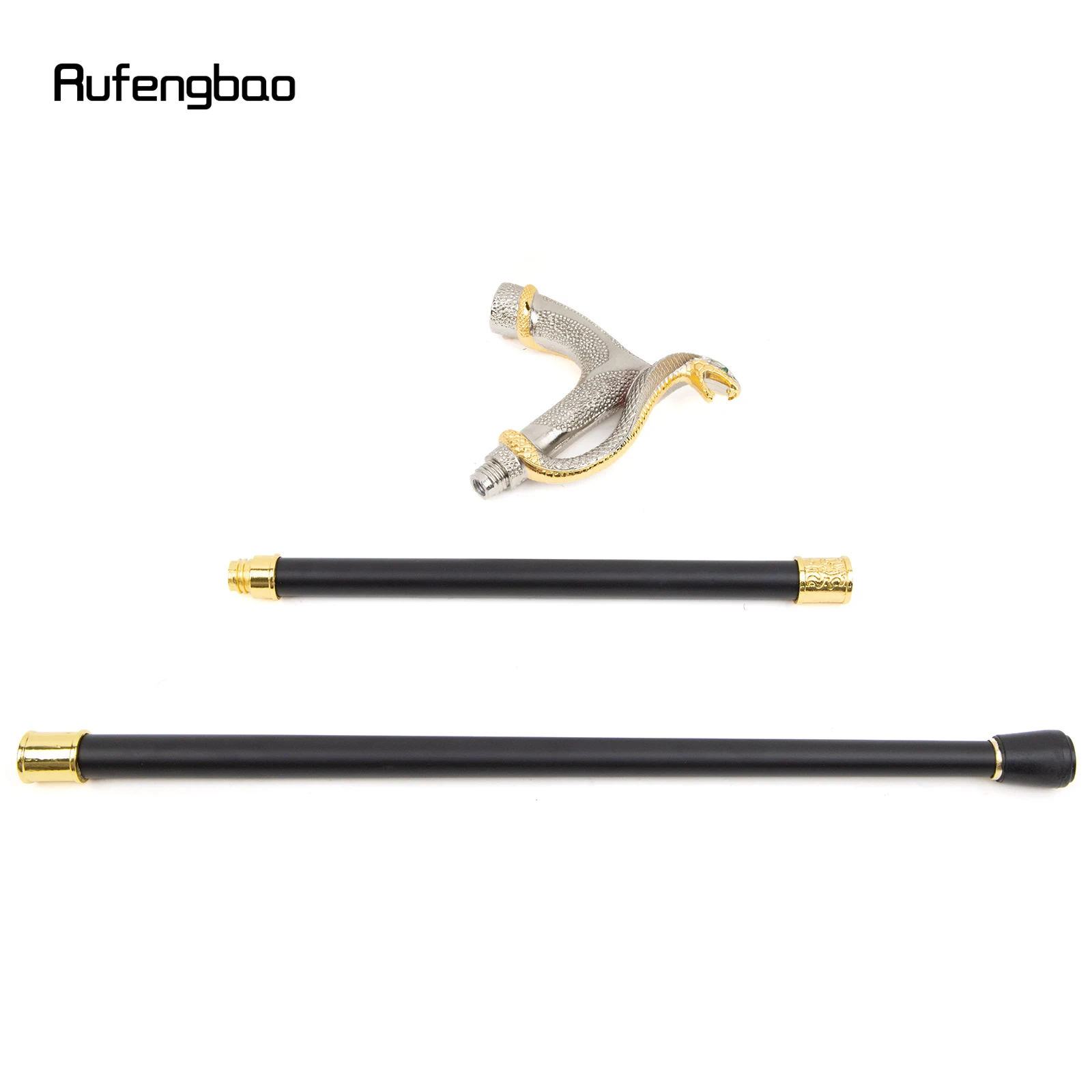 Bastão decorativo com cabeça de cobra, Crochet elegante de bengala branca e dourada, Fantasia Cosplay Vintage, 93cm