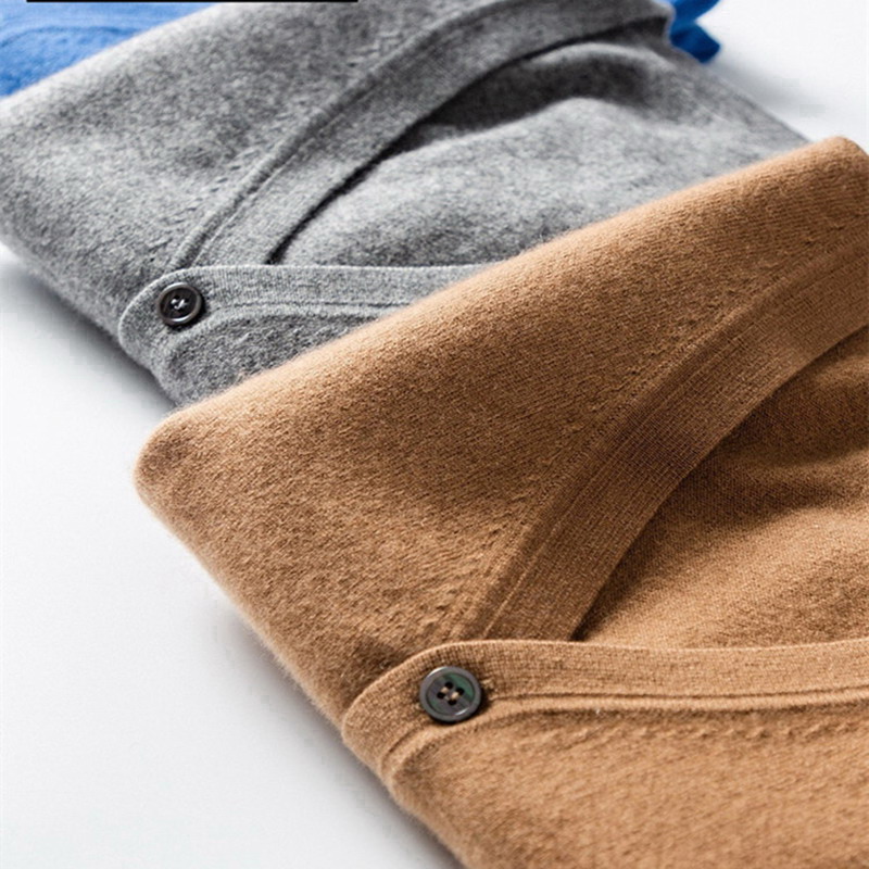 カシミヤセーター紳士服 V ネックカーディガンニット春秋ルーズトップスハイエンドジャージ Hombre プルオムウールコート