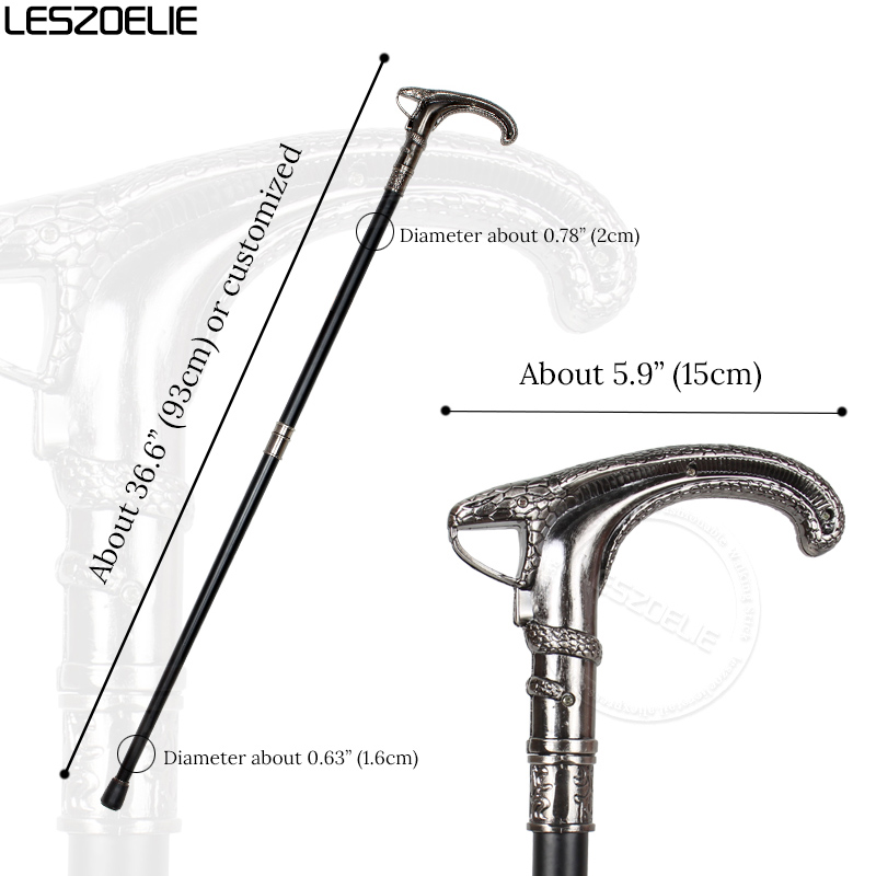 หัวงูหรูหราเดิน Cane สําหรับชายแฟชั่นตกแต่งเดิน Stick Man Vintage Cane Party โบราณ Stick Elegant Hand Stick