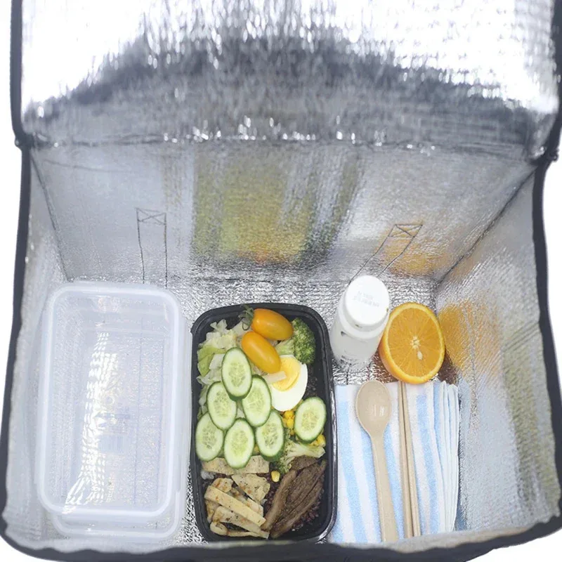 Saco térmico isolado à prova d'água – Saco térmico dobrável para piquenique para entrega de alimentos e bebidas, lancheira à prova de vazamentos com bloco de gelo
