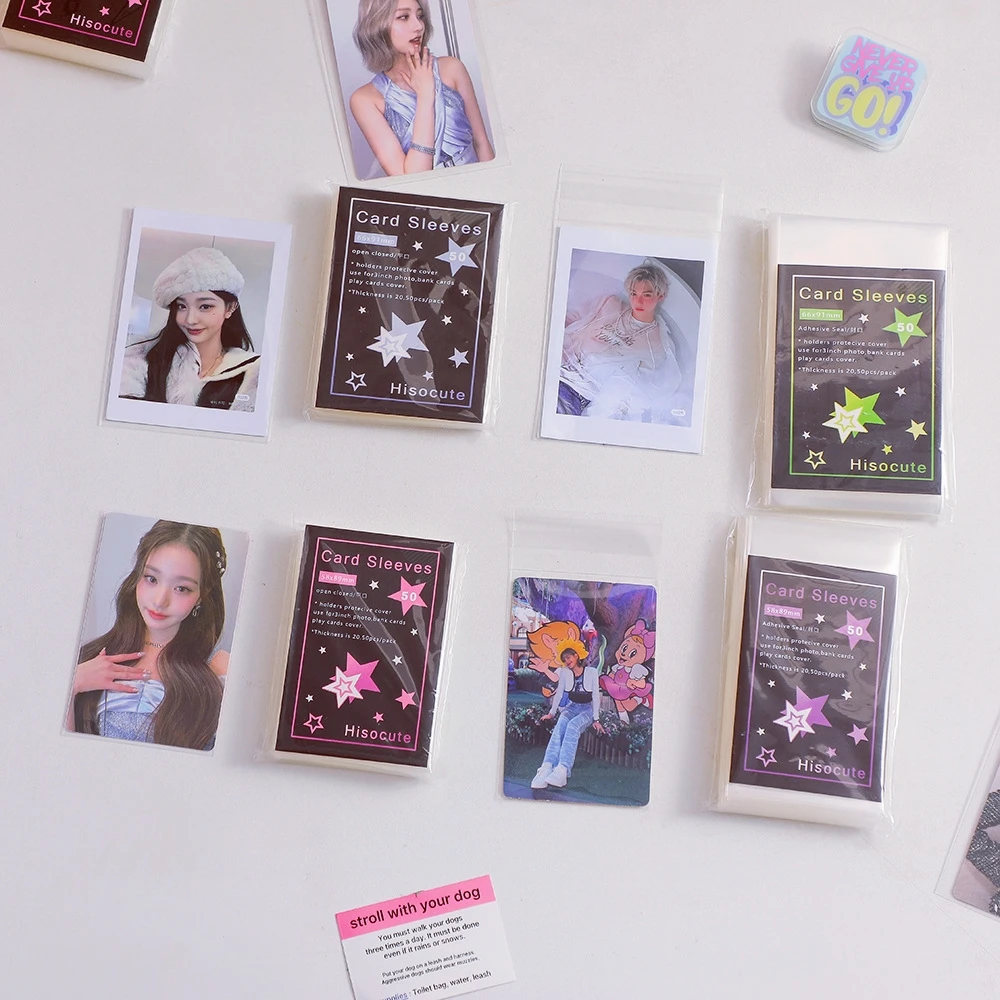 50 ~ 100 ชิ้น KPOP Photocard แขน Pack - PVC - Cool Clear Toploaders - Sealable Non-Sealable ผู้ถือบัตร - 58*89 มม. และ 66*91 มม.
