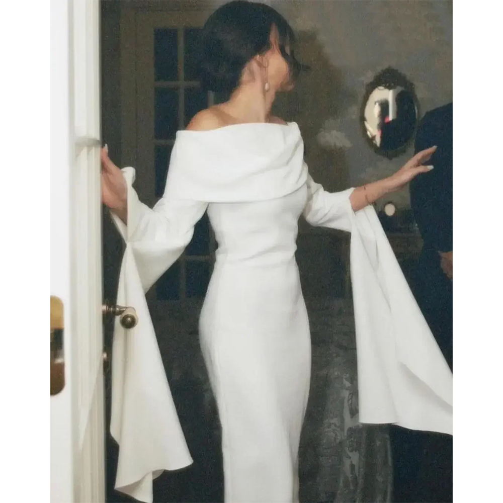 Maßgeschneidertes elegantes schulterfreies Abendkleid für Damen, säulenförmige Abendkleider, Maxi-Langarm-Etui, formelles Partykleid 2025,