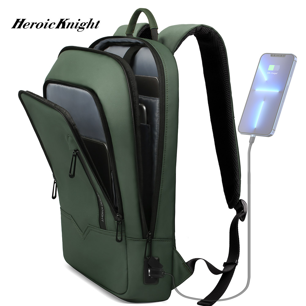 Mochila Heroic Knight para hombres, mochila delgada de negocios, mochila de viaje ligera para tableta, bolsa para ordenador portátil de 14 "15,6" 17 "para el trabajo y la universidad