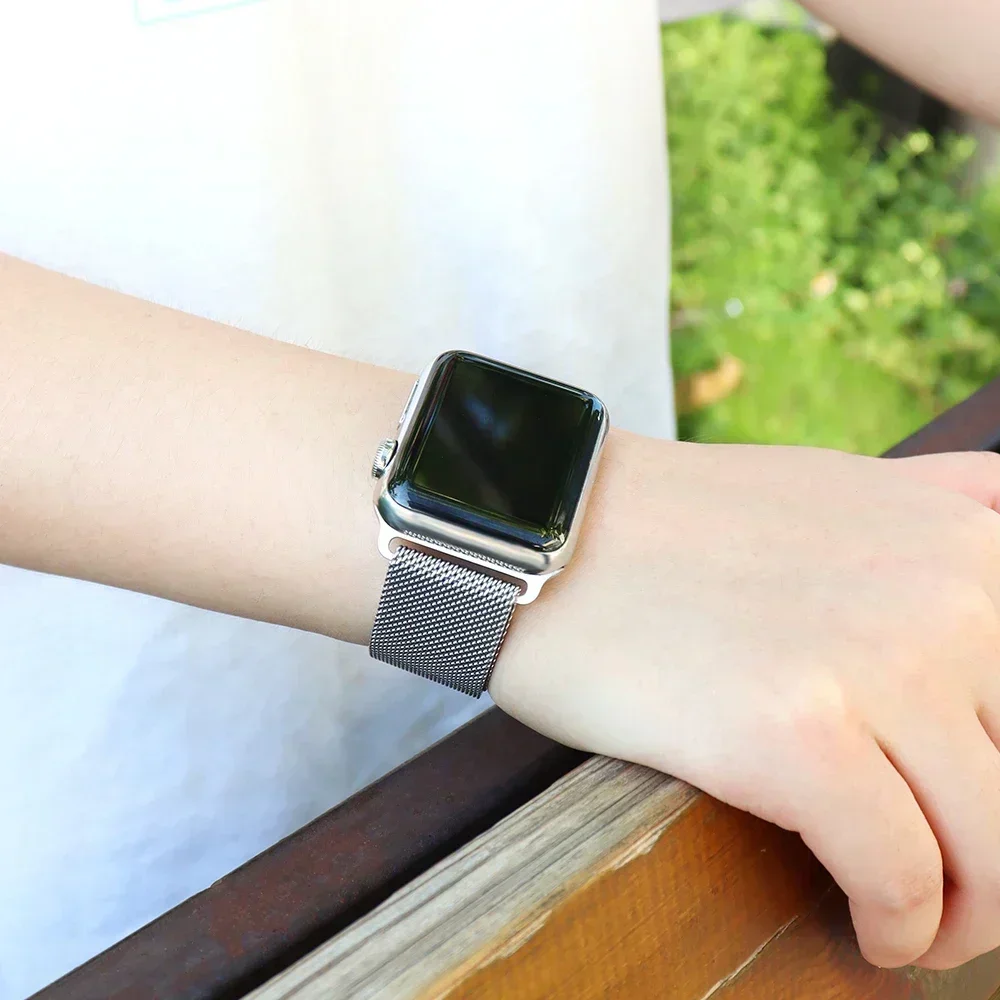 Milanese LOOP สําหรับ Apple Watch สายคล้อง 49 มม.45 มม.44 มม.41 มม.40 มม.สายรัดข้อมือโลหะสร้อยข้อมือ iWatch Series 9 8 7 6 5 4 3 SE