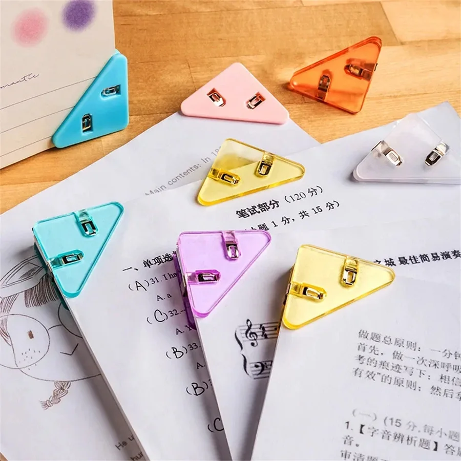 10pcs Multi Color Triangular Corner Clip Multifunctional Student Book Clip Paper Storage Tool Folder Office Desktop Storage Tool