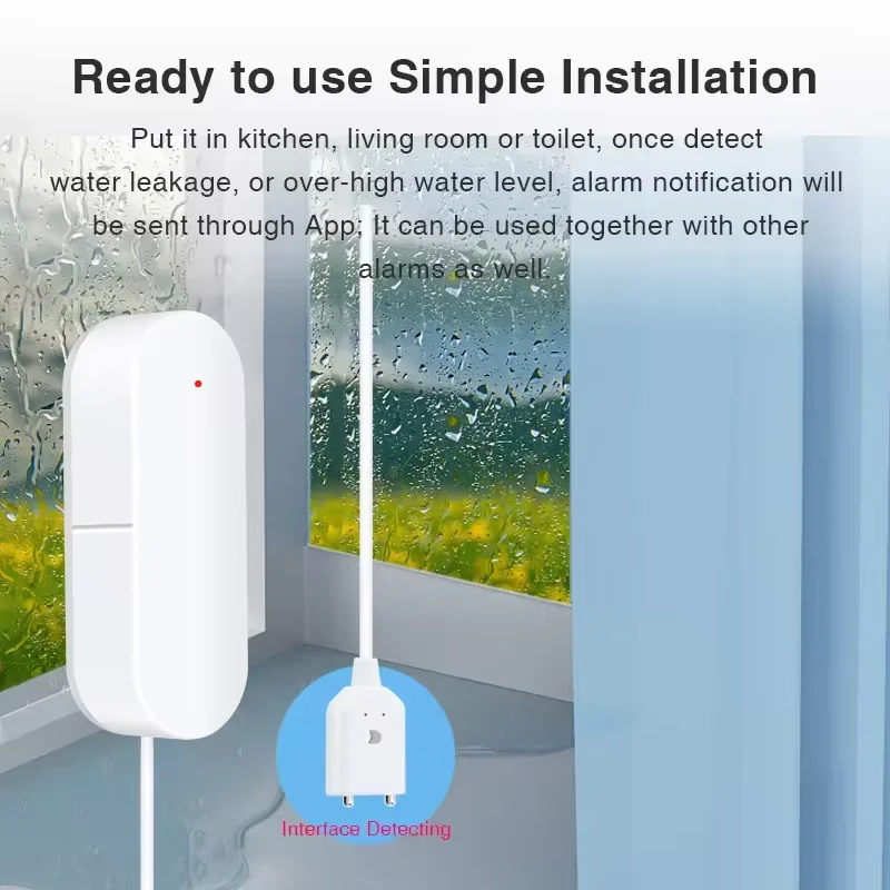 Tuya Wifi Waterlekkagesensor Smart Home Overstromingsdetector App Controle Overstromingswaarschuwing Beveiliging Met Alexa Google