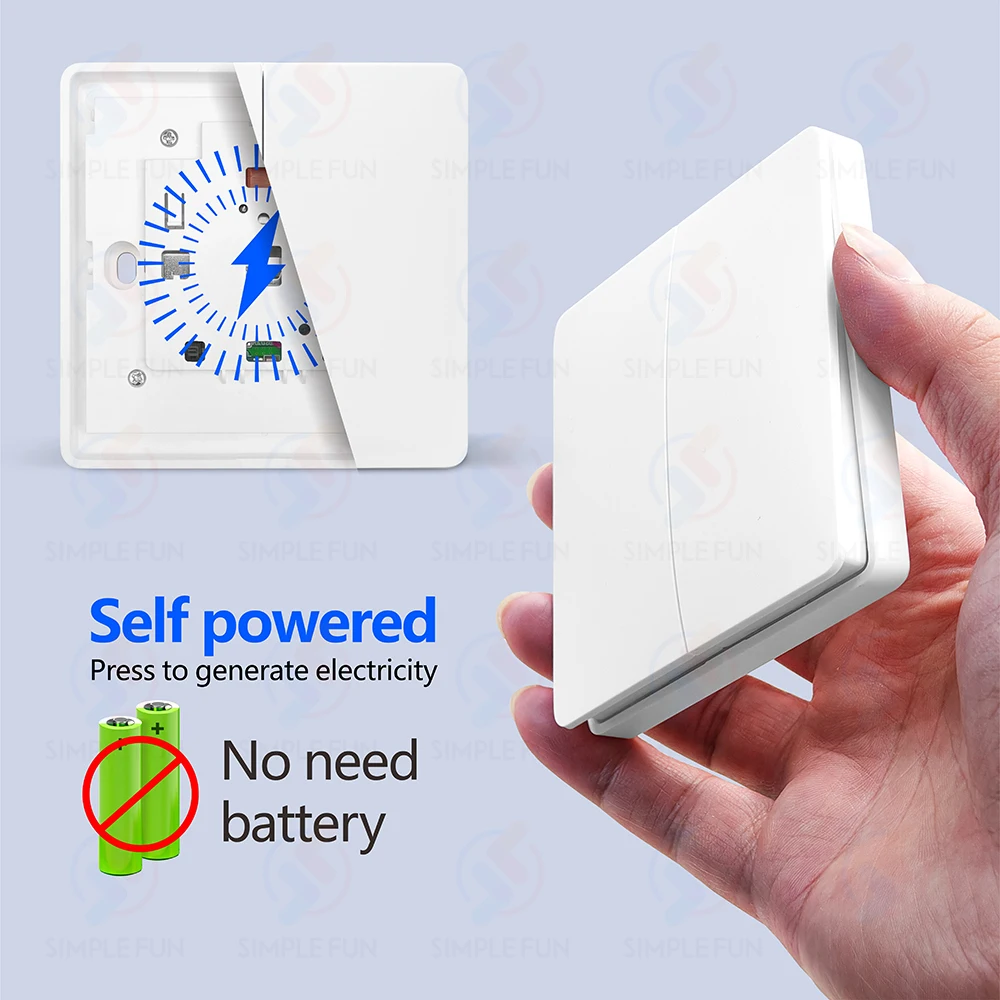433mhz Wireless Light Switch 110V 220V 230V Self-generating Wireless Switch No Battery Required Self-Powered Waterproof Remote