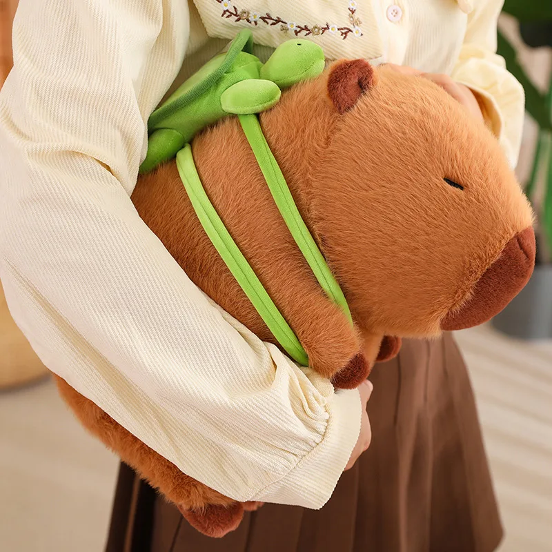 Schattig Volledig Gevuld Capibara Pluche Dier Met Schildpad Rugzak Speelgoed Voor Baby Sustase Slaapkussen Kerst Leuk Cadeau
