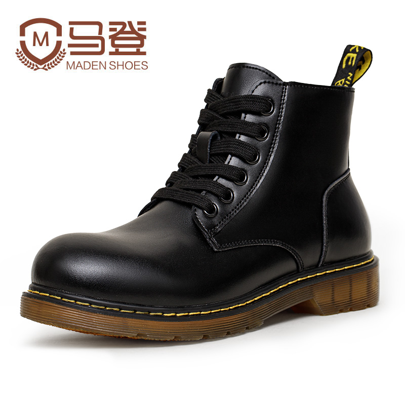 Maden Winter Paar Lederstiefel Schwarz High Top Schneeschuhe Arbeit Sicherheit Motorrad Stiefeletten Unisex Wandern Sicherheitsschuhe