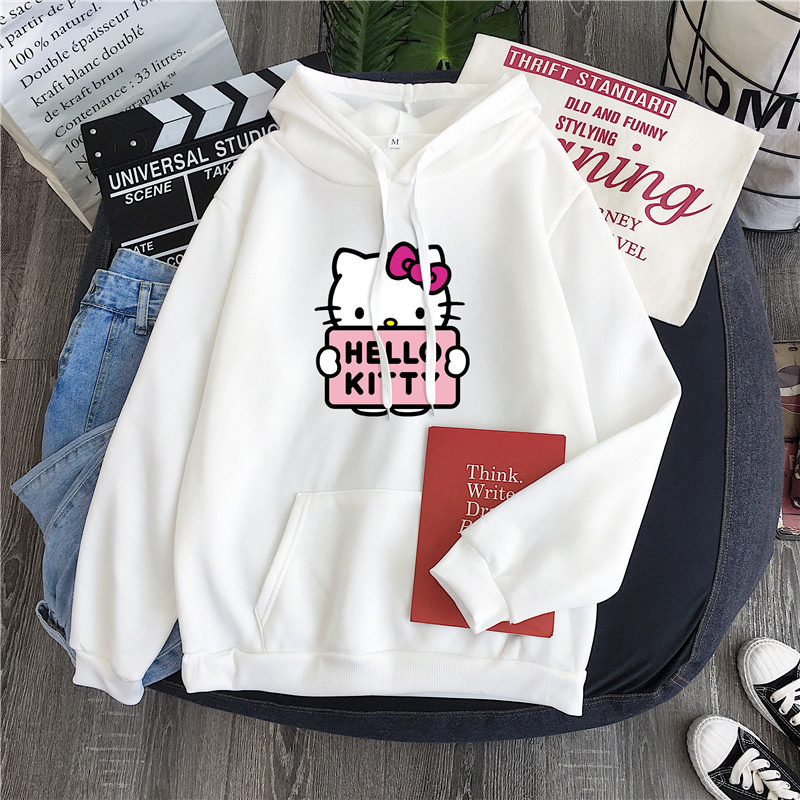 2024 neue Casual frauen Sweatshirts Sanrio Hallo Kitty Kawaii Tops für Frauen Nette Hoodies Mode Harajuku Lange Ärmel Plus größe