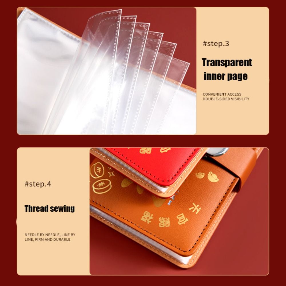 50Sheets Saving Money Binder Portable Refillable Planner Organizer PU Leather Cash Envelopes Account Book
