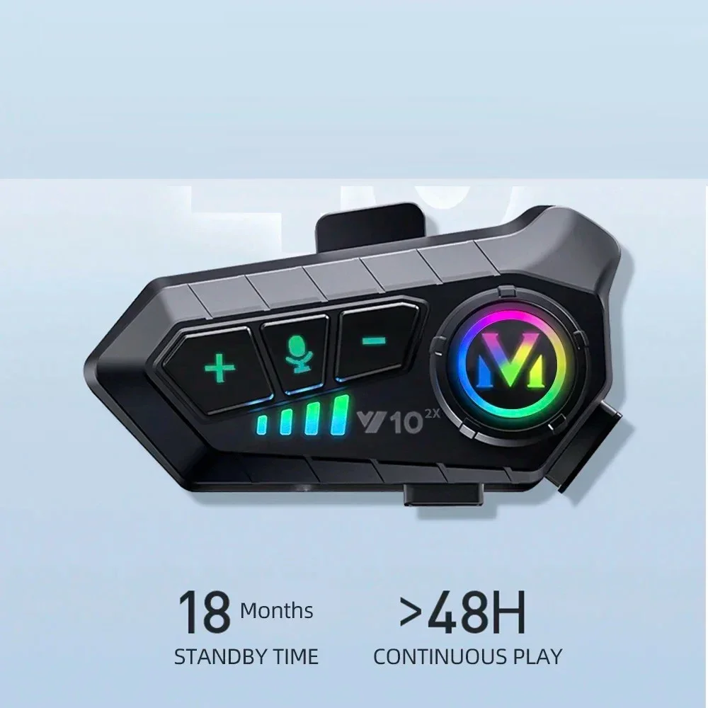 1/2Pcs Motorcycle Intercom Headset Helmet Bluetooth 5.3 For 2 Riders intercommunicator 300M Waterproof Motorbike Interphone