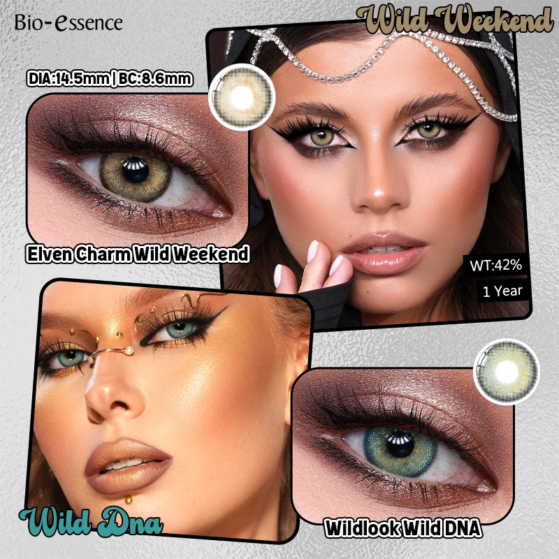 Bio-essence farbige Kontaktlinsen für die Augen, natürliche braune Augenlinsen, graue kontaktgrüne Linsen, blaue Linsen, modische Linsen, 1 Paar