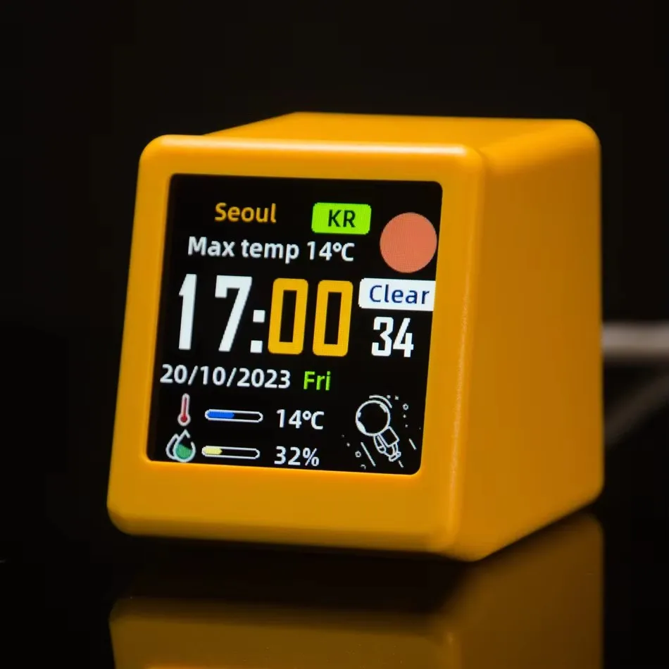 Super coole Mini-WiFi-Desktop-Wetter-Digitaluhr mit IPS-LCD-Bildschirm, Gadget zur Dekoration