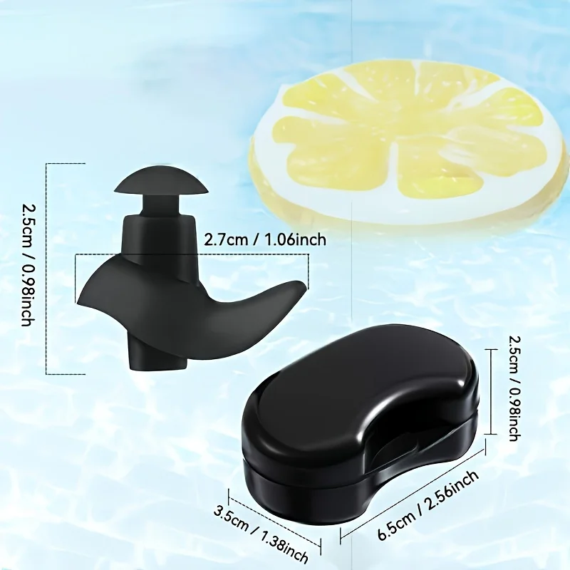 Un par de tapones para los oídos reutilizables para nadar, surfear y snorkel. Disponible en una variedad de colores.