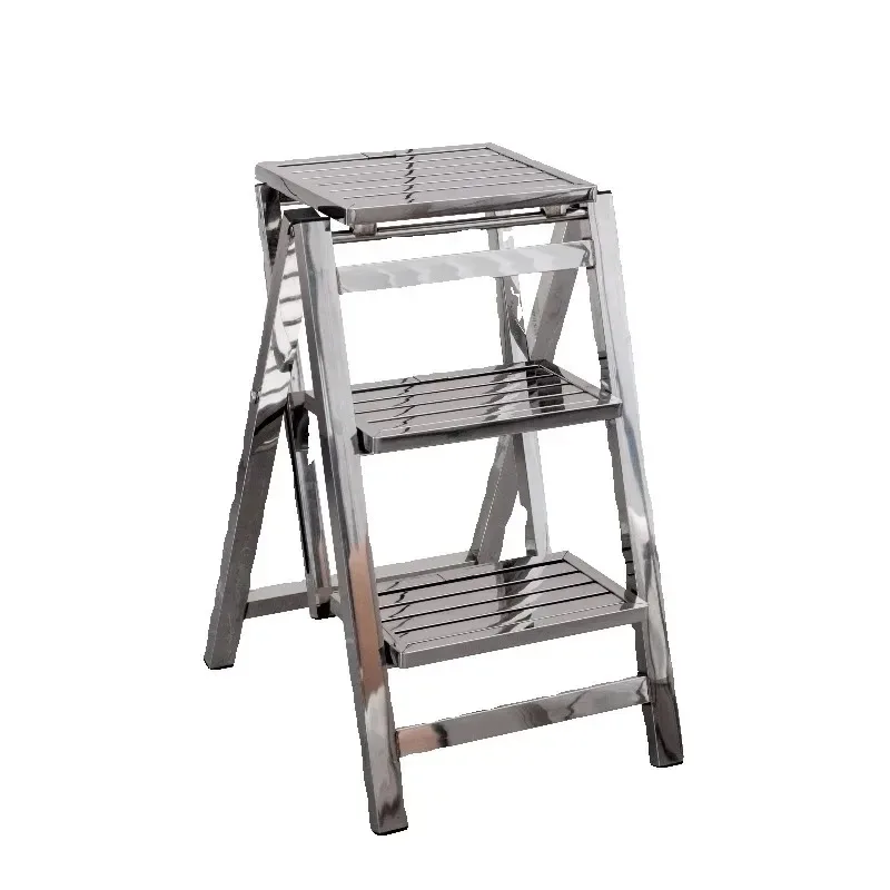 Sgabello per scaletta in acciaio inossidabile per la casa Scaletta pieghevole telescopica ispessita Panca per scaletta portatile multifunzionale per interni a 3 gradini