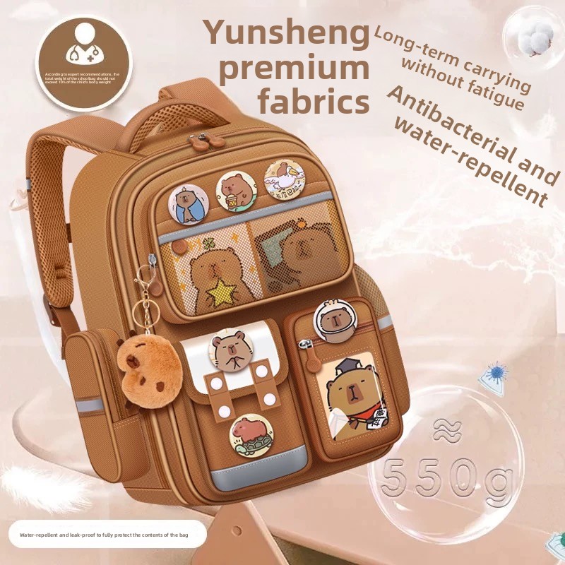 New Capybara Children's Bapa Large Capaci Elementary School Bookbag Boys And Girls Reduce Burden School Bag for ades -6