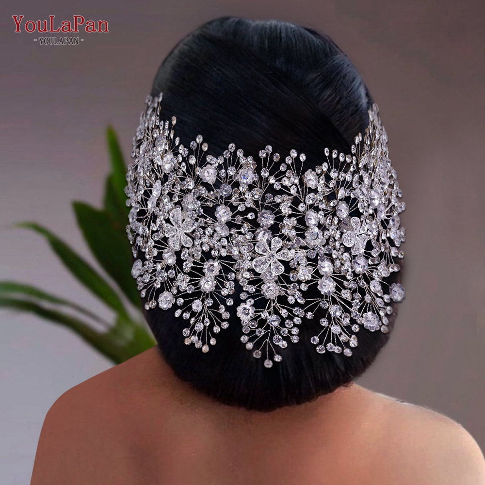 YouLaPan Golden Wedding Crystal Headband Hair Accessories Woman Wedding Hair Jewelry Rhinestone Bridal Tiara and Headdress HP240