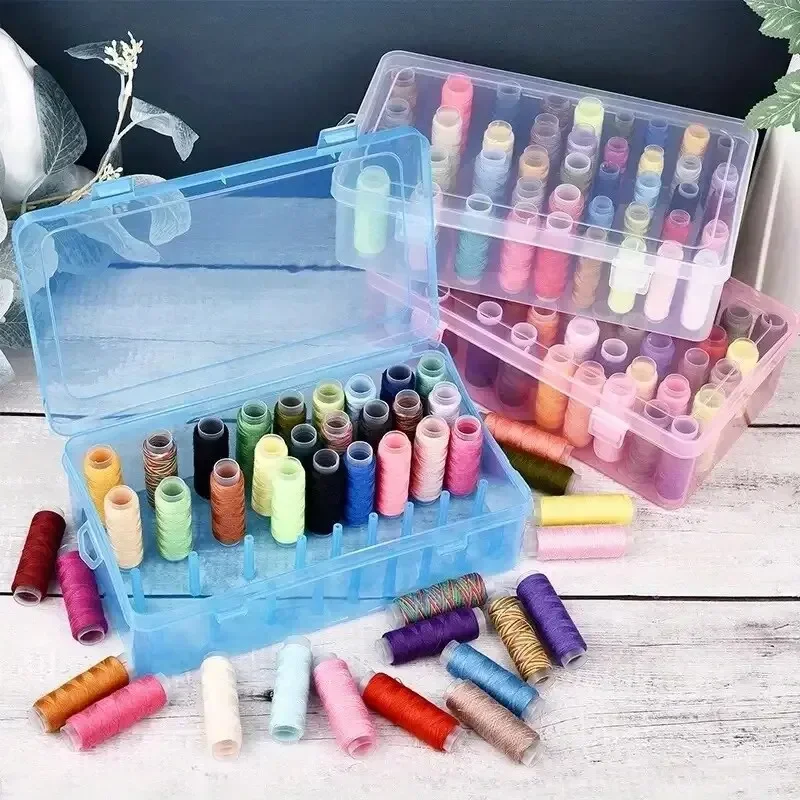ล้างกล่องเย็บผ้ากล่องเก็บคอยล์Organizer DIY Homeอุปกรณ์เสริม 42 แกน 1Pc