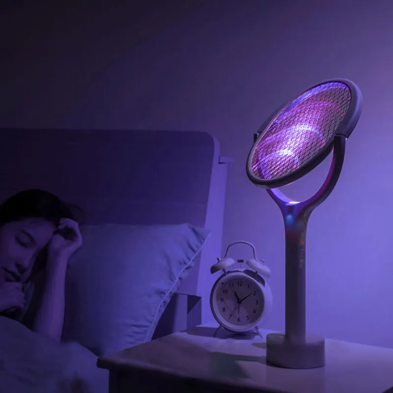 電気蚊よけスノーシュー,5 in 1,急速充電ラケット,飛翔昆虫の安全性,断熱バッテリー駆動ランプ,調整可能な腹筋