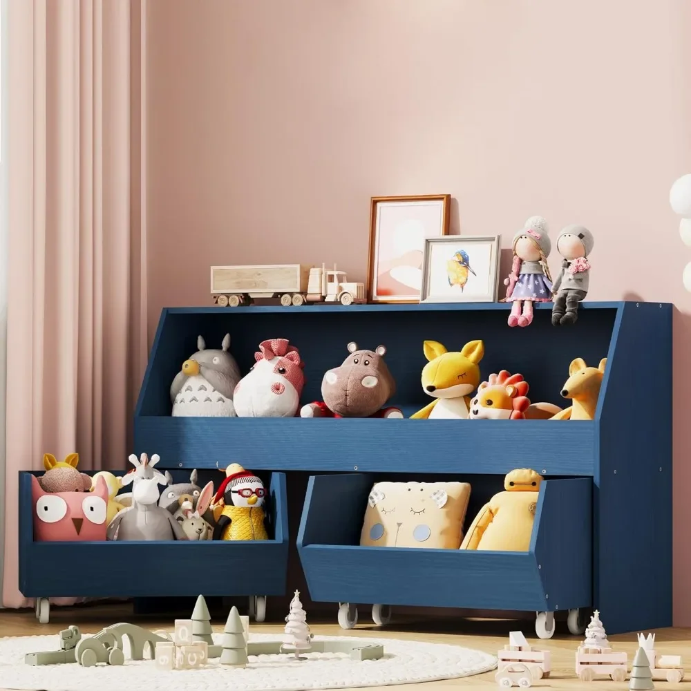 Toy Storage and Organizer for Kid, Boys and Girls Muti-Functional Bookcase and Storage Bin with Moveable Drawers, Children Toddl