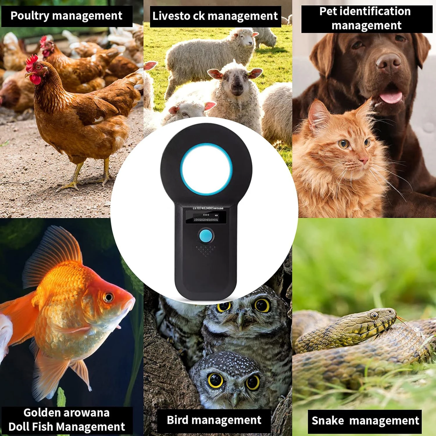Считыватель микрочипов для домашних животных, сканер, RFID EMID, портативный фонарь для домашних животных, перезаряжаемая бирка для хранения данных для животных ISO 11784/11785, фонарь