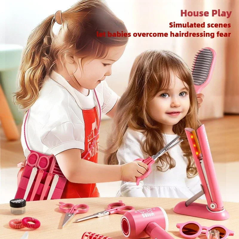 Set per salone di bellezza per ragazze Set per trucco per bellezza per capelli per bambini Simulazione Asciugacapelli Strumento per lo styling di moda Fai finta di giocare a casa Regalo Gioco divertente