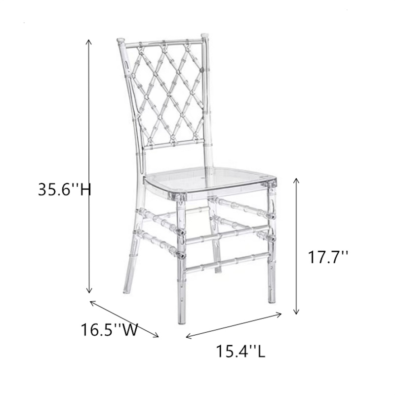 Transparenter Stuhl aus Acryl, Hochzeitsstuhl, abnehmbarer Chiavari-Hochzeitstag im Freien, Partysammlung in Hotelhaus oder Kirche