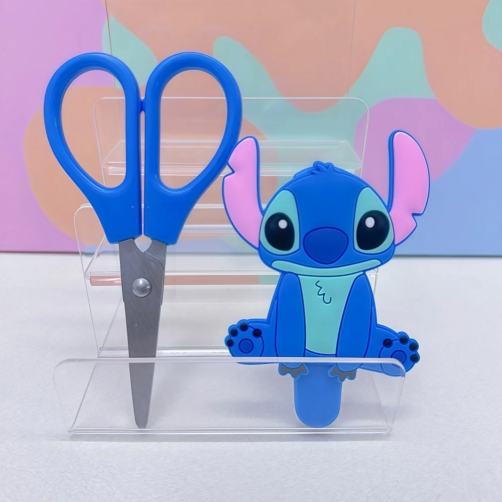 Stitch Hello Kitty ตกแต่งหัตถกรรมกระดาษตัดกรรไกรความปลอดภัยแบบพกพาสีฟ้าสีชมพูอุปกรณ์ศิลปะเครื่องเขียนกรรไกรสําหรับนักเรียน