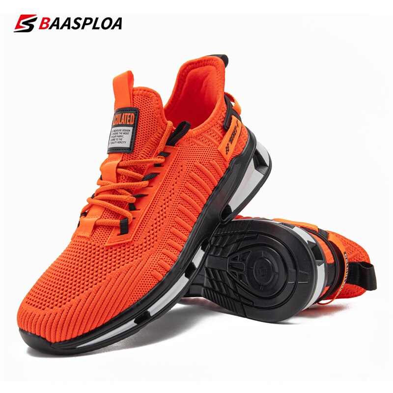 Baasploa neue Männer Sneaker bequeme Strick Wanderschuhe atmungsaktive Mode Sneaker rutsch feste stoß dämpfende Freizeit schuhe