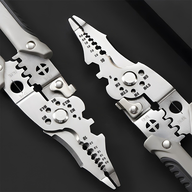 8.5 Inch Multi Functional Industrial Wire Stripper Cutter Crimper Heavy Duty Stainless Steel Electrical Pliers Ergonomic Grip