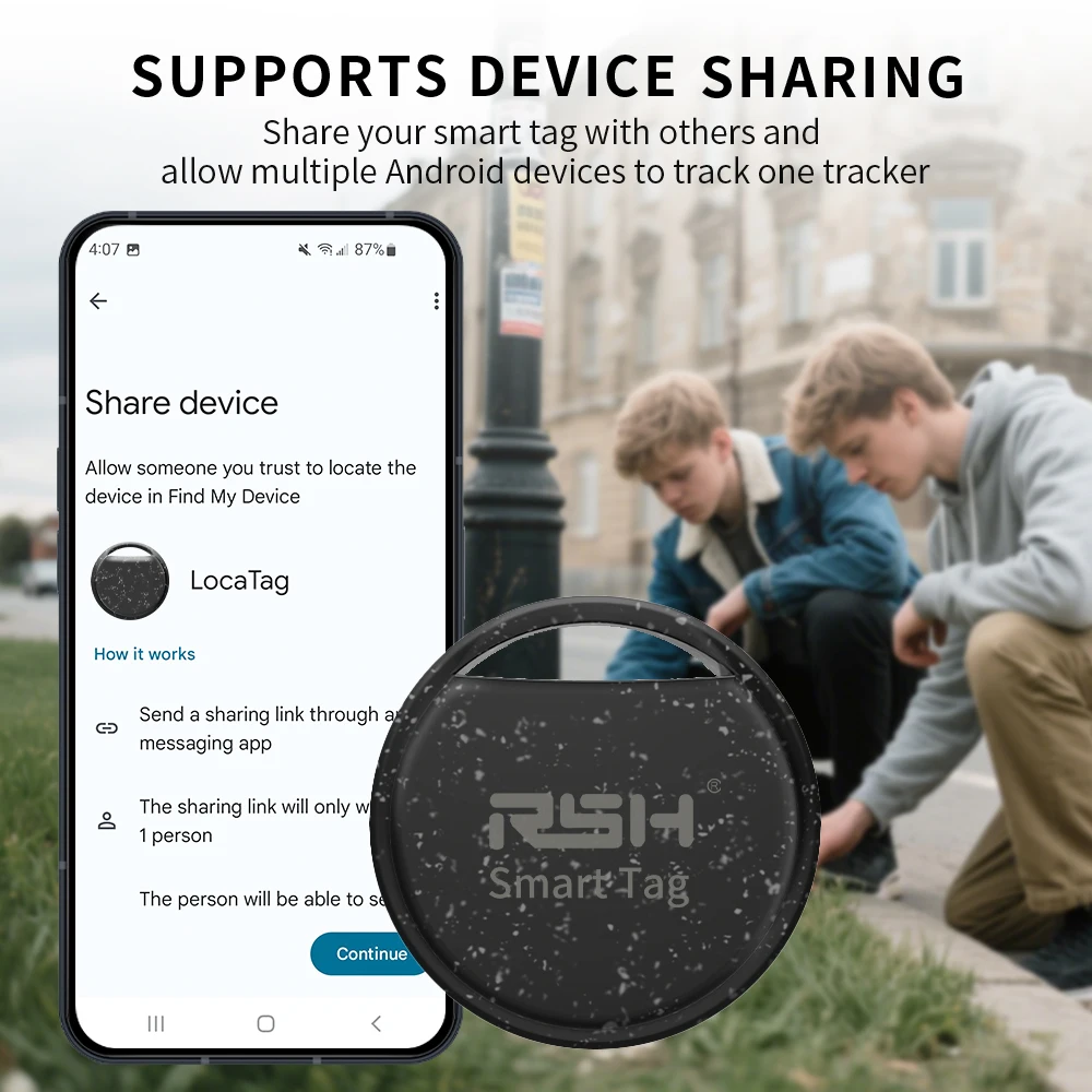 RSH Security Tracker Wallet Gepäck Koffer Box Locator Anti Lose für Android Smart Tag Arbeit mit Google Find für Samsung OnePlus