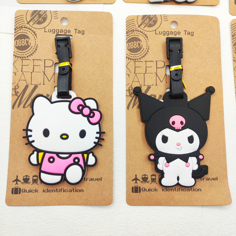 Kuromi cinnamoroll etiqueta de bagagem de viagem etiqueta de bagagem hello kitty mala id endereço titular bagagem embarque bilhete portátil